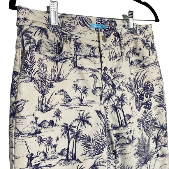 J McLaughlin Alma Pant Heron white with navy Toile printed denim pants SZ-4 - Picture 5 of 11